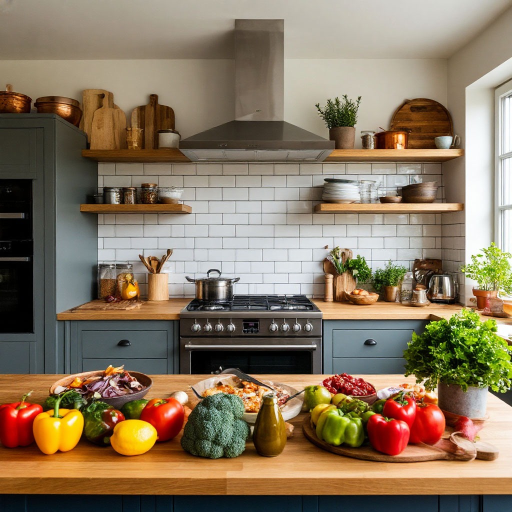Home kitchen environment visual showing how surroundings influence food choices