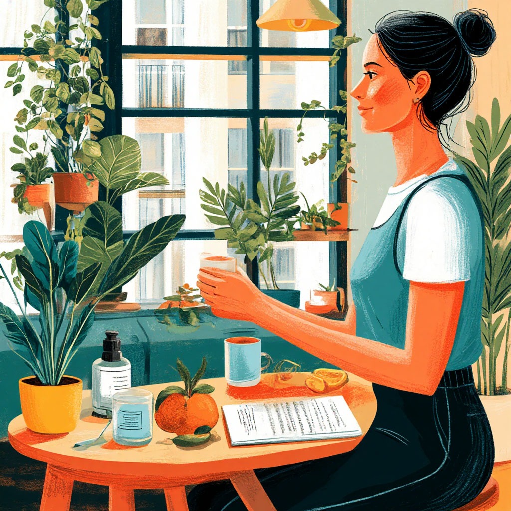 Editorial illustration on daily habits and the role of consistent routines in everyday wellness